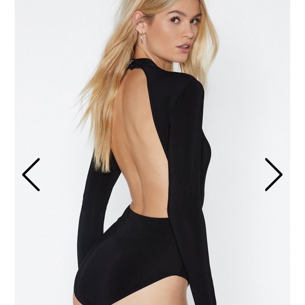 NASTY GAL Open Back Black Bodysuit - Picture 2 of 8